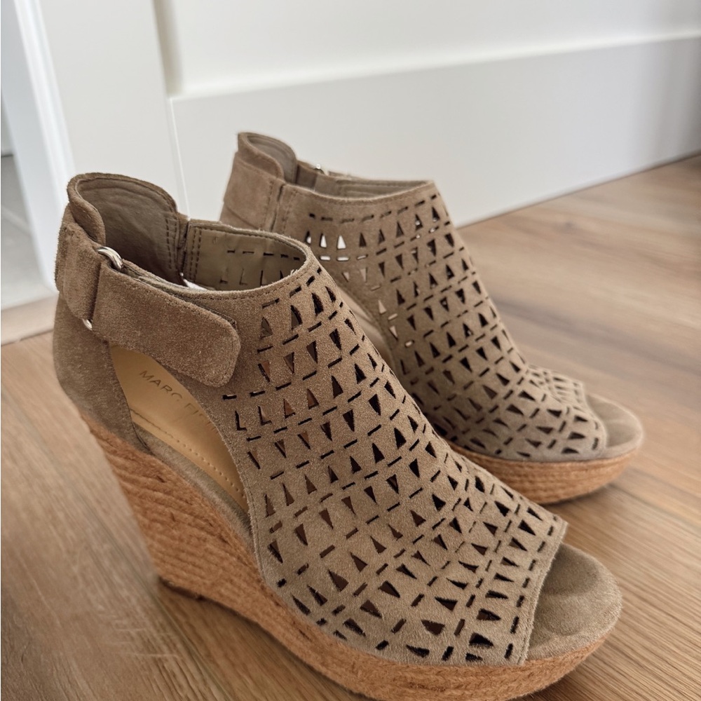 Marc Fisher Taupe Suede Wedges